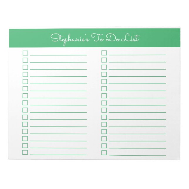 Simple Green 8.5x11 Two Column Checklist Notepad (Front)
