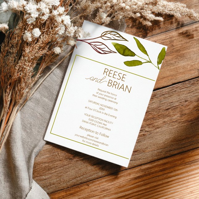  Simple Green and Brown Nature wedding Invitation (Creator Uploaded)