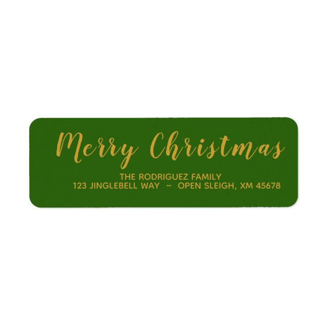 Simple Green and Gold Merry Christmas Calligraphy