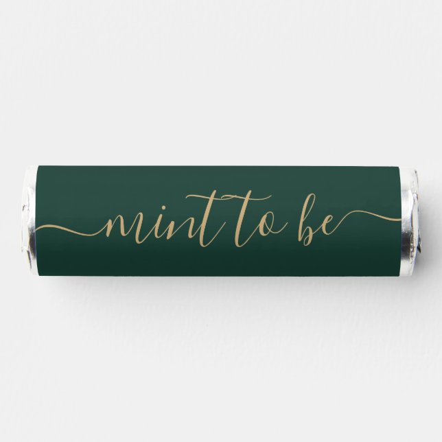Simple Green and Gold "Mint to Be" Favor Label (Front)