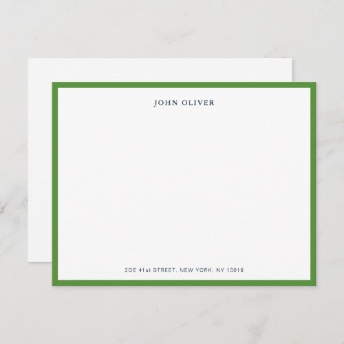 Simple Green and Navy Formal Note Card