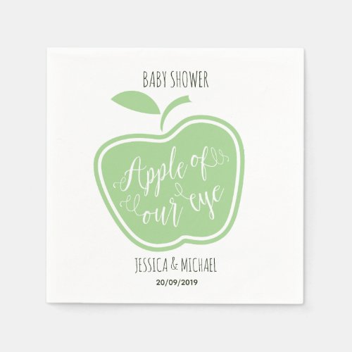 Simple Green and White Apple Of Our Eye Napkins