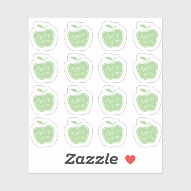 Simple Green and White Apple Of Our Eye Sticker (Sheet)