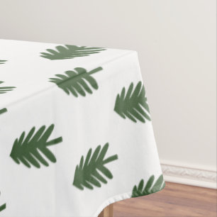 Simple Green and White Christmas Tree Tablecloth