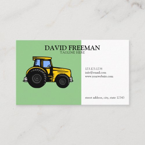 Simple Green and White Farm Tractor Business Card