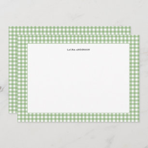 Simple green and white Gingham personalized Thank You Card