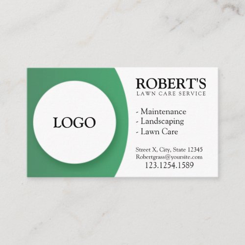 Simple Green and White Grass Cutting Lawn Care Business Card