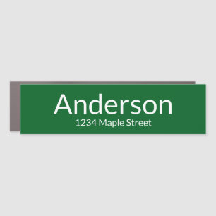 Simple Green and White Mailbox Name Street Address Car Magnet