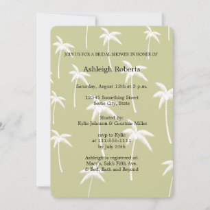 Simple Green and White Palm Trees Bridal Shower Invitation