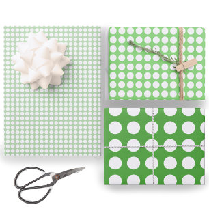 Simple Green and White Polka Dots Pattern Wrapping Paper Sheets