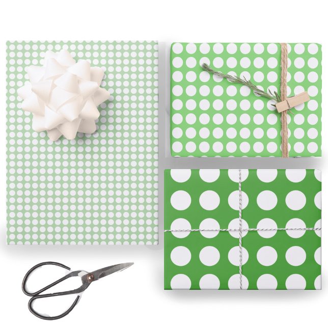 Simple Green and White Polka Dots Pattern Wrapping Paper Sheets (Creator Uploaded)
