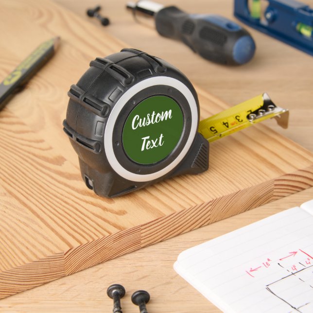 Simple Green and White Script Name Text Template Tape Measure (Woodwork)
