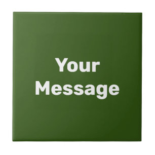 Simple Green and White Text Template Your Message Ceramic Tile