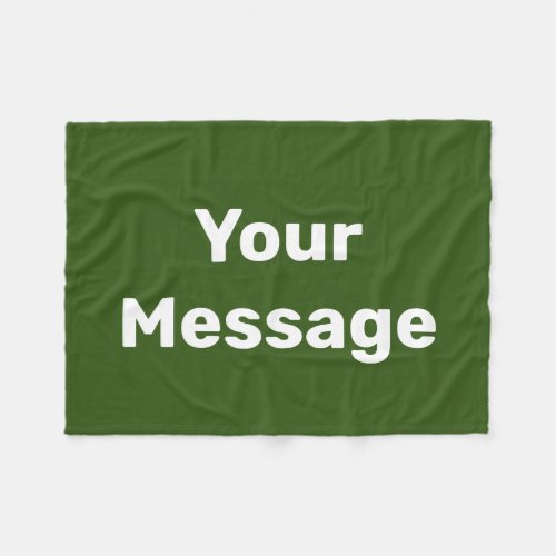 Simple Green and White Text Your Message Template Fleece Blanket