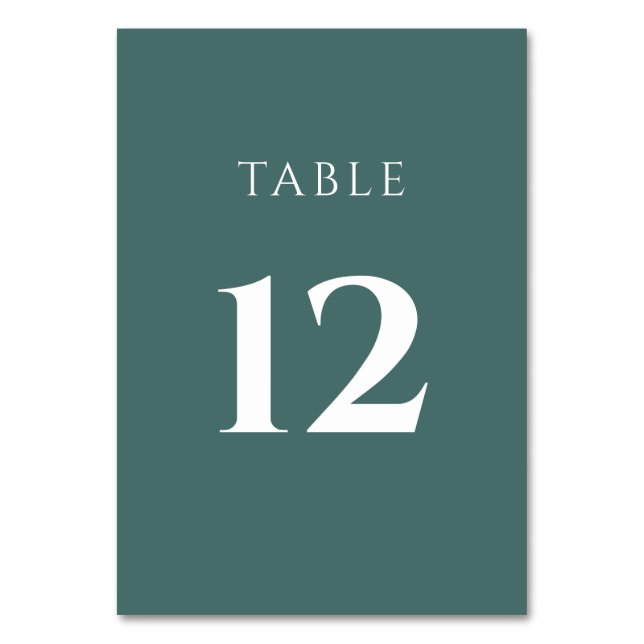Simple Green and White Wedding Table Number (Front)