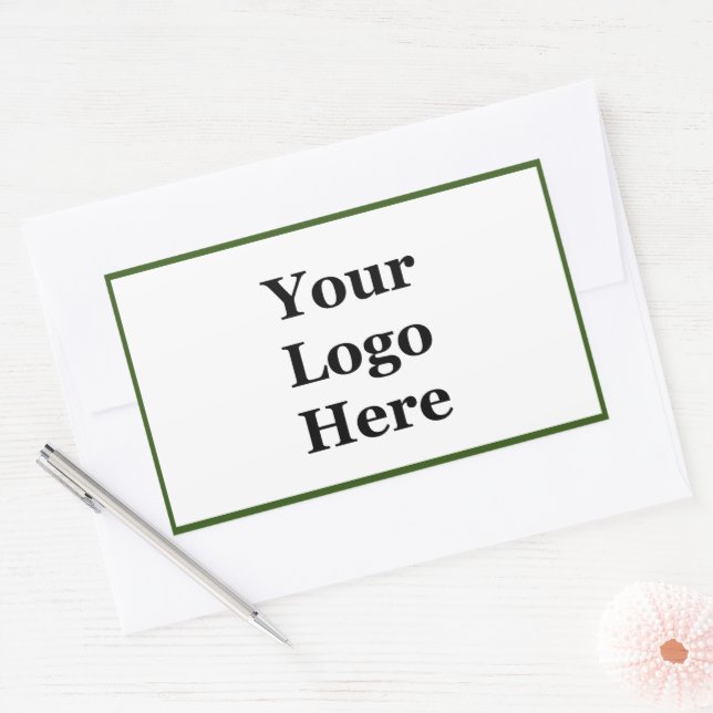 Simple Green and White Your Logo Here Template Rectangular Sticker (Envelope)