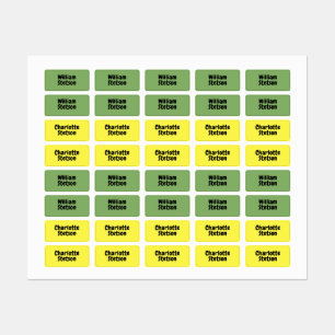 Simple Green and Yellow Twins School Clothing Kids' Labels