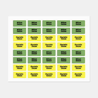 Simple Green and Yellow Twins  School Clothing Kids' Labels
