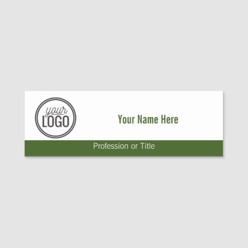 Simple Green Band with Your Logo Professional Name Tag