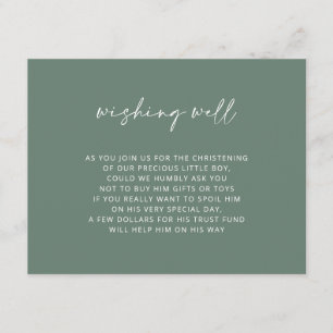 Simple Green Baptism Wishing Well V3 Enclosure Card