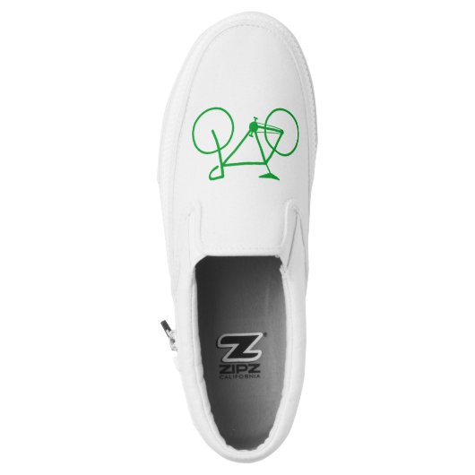 Simple Green Bicycle Silhouette Slip-On Sneakers (Left Shoe Top)