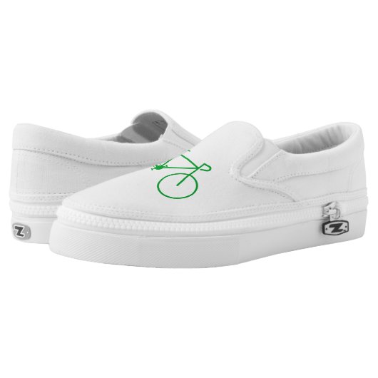 Simple Green Bicycle Silhouette Slip-On Sneakers (Pair)