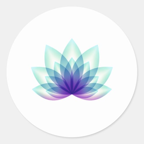 Simple Green Blue Lotus Flower Classic Round Sticker