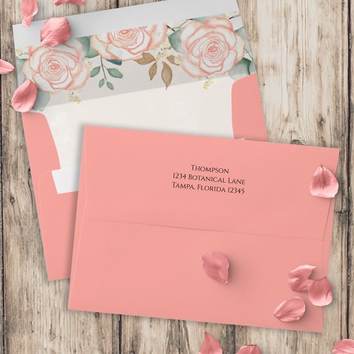 Simple Green Blush Floral Greenery Botanical Envelope