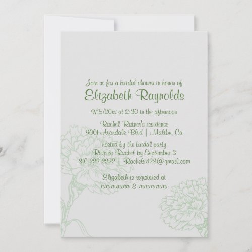 Simple Green Bridal Shower Invitations