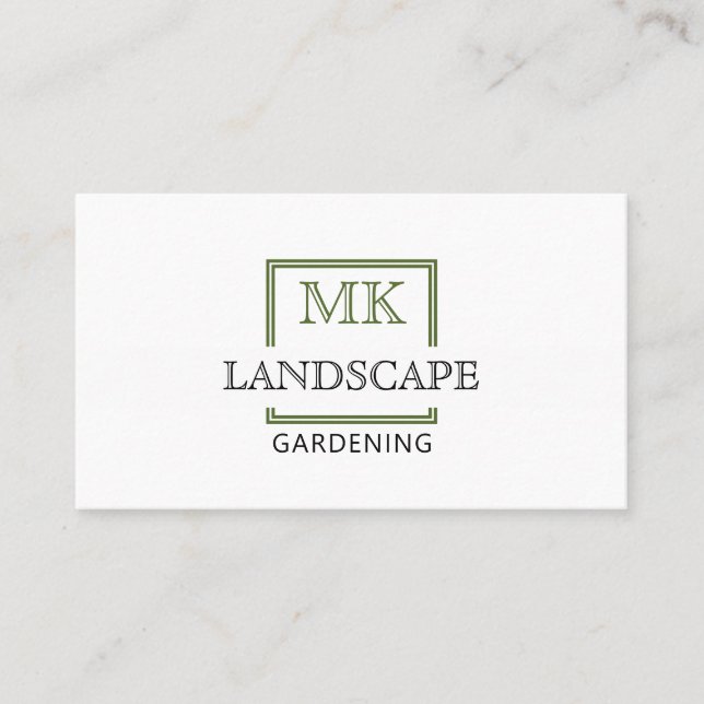 Simple Green Broken Square Landscaping Business Card (Front)