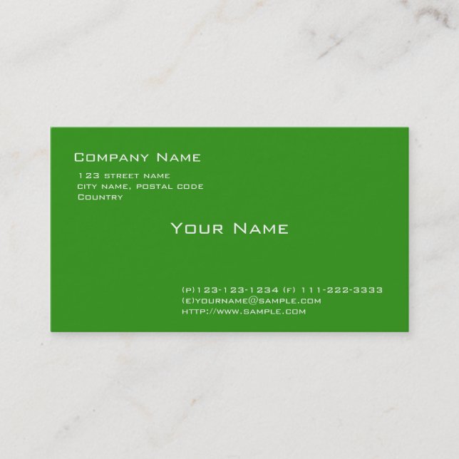 simple, green business card. card (Front)