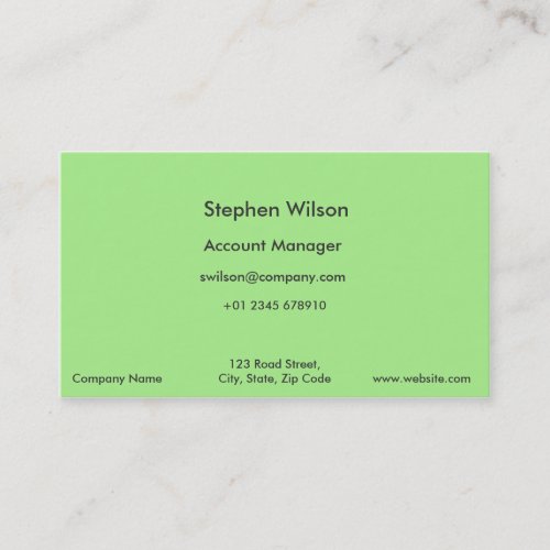 Simple Green Business Cards Single Color
