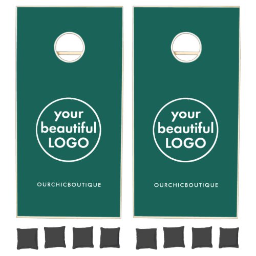 Simple Green Business Logo and Company Name Cornhole Set