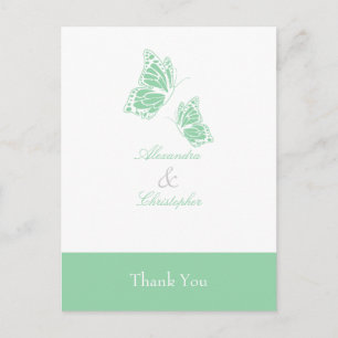 Simple Green Butterfly Thank You Postcard