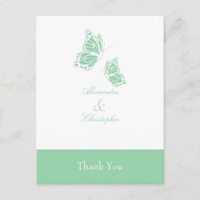 Simple Green Butterfly Thank You Postcard (Front)