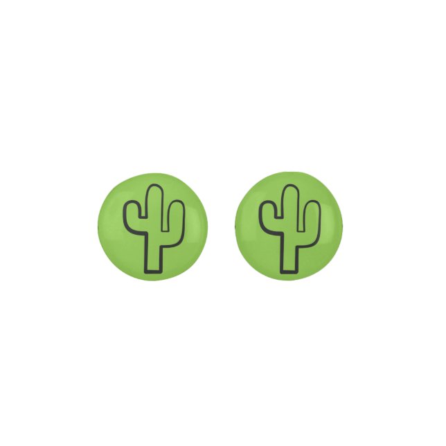 Simple Green Cactus/Cacti Summertime Stud Earrings (Front)