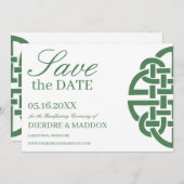 Simple Green Celtic Knot Handfasting Save The Date (Front/Back)