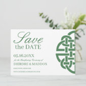 Simple Green Celtic Knot Handfasting Save The Date (Standing Front)
