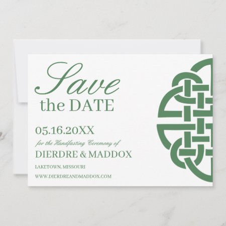 Simple Green Celtic Knot Handfasting Save The Date