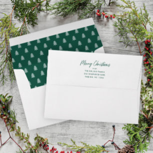 Simple Green Christmas Holiday Card Envelope