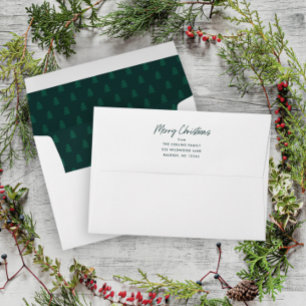 Simple Green Christmas Holiday Card Envelope