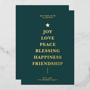 Simple Green Christmas Message Tree Foil Holiday Card