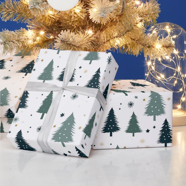 Simple Green Christmas Tree Wrapping Paper (Holidays)