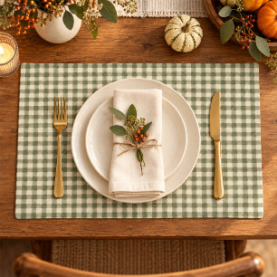 Simple Green Classic Gingham Pattern Table Cloth Placemat
