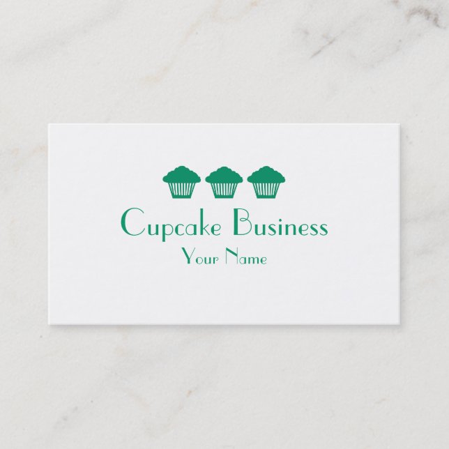 Simple green cupcakes bakery business cards (Front)