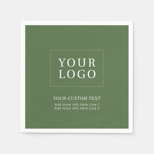 Simple Green Custom Business Logo Promotional Napkins (Front)