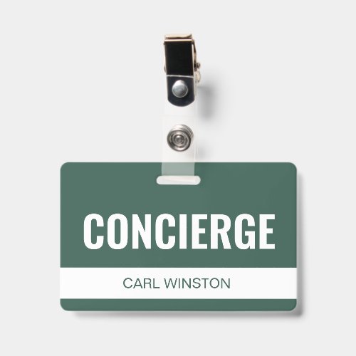 Simple Green Custom Hotel Concierge Employee ID Badge