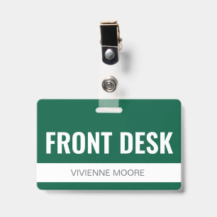 Simple Green Custom Hotel Front Desk Employee ID Badge