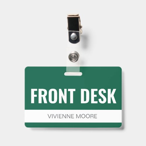 Simple Green Custom Hotel Front Desk Employee ID Badge