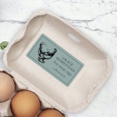 Simple Green Cute Farm Chicken Egg Carton Product Label